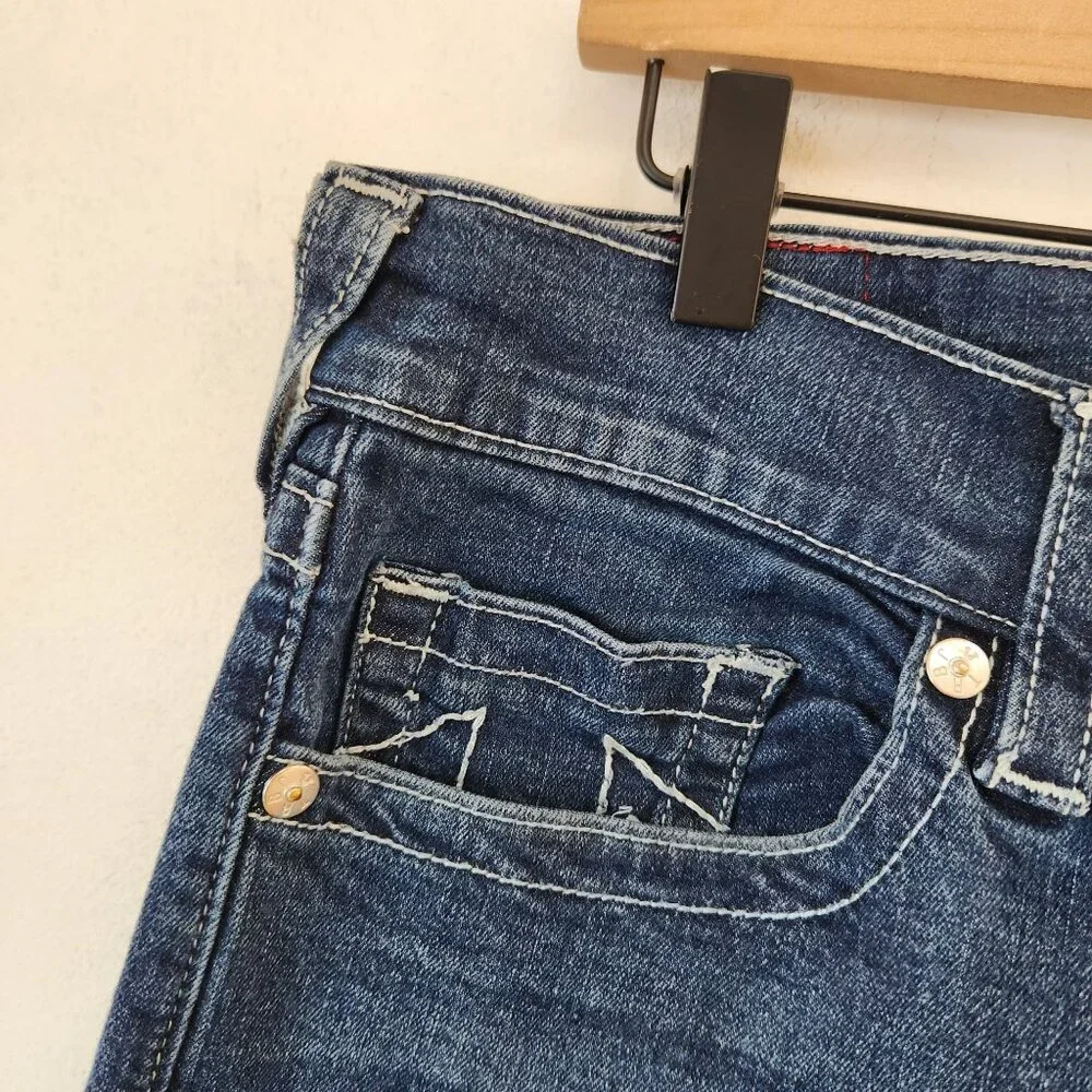 True Religion Ricky Relaxed Straight Jeans Medium Wash Denim Men's 34